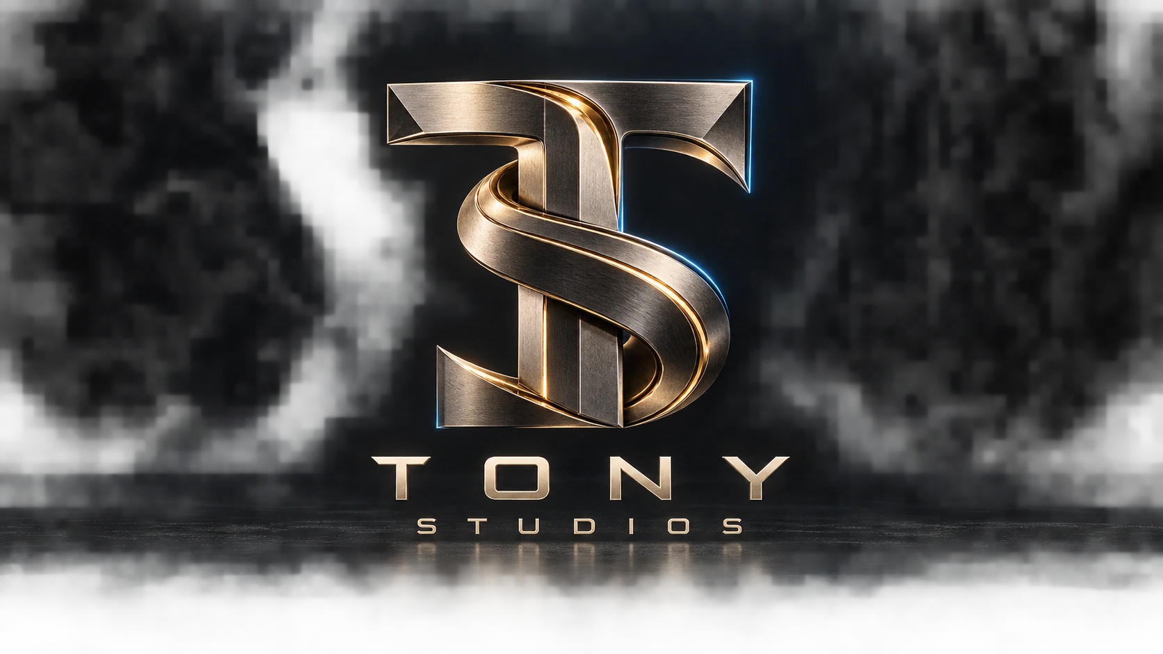 Tony Studios — sculptural titanium TS monogram with gold inlay
